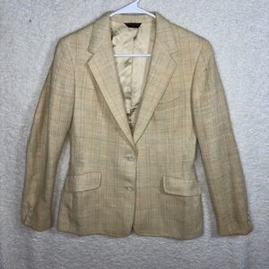 Vtg Country Britches Women Coat Size pit to pit 34Plaid Beige